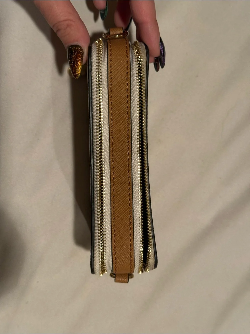 Michael Kors Cream and Gold Signature Zip Wallet/purse